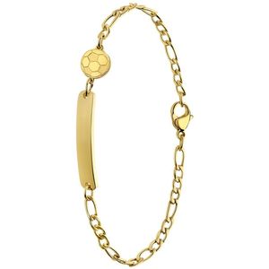 Stalen goldplated plaatarmband met voetbal