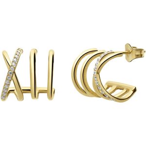 Lucardi - Oorknopjes - Goud - Stalen Goldplated Multi Gekruisd Zirkonia