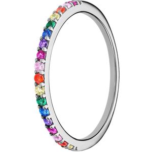 Lucardi - Dames Ring - Zilverkleurig - 925 Zilver - Multi Zirkonia