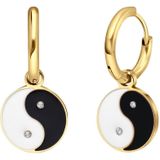 Lucardi - Dames Oorbellen - Goldplated - Staal - Ying Yang