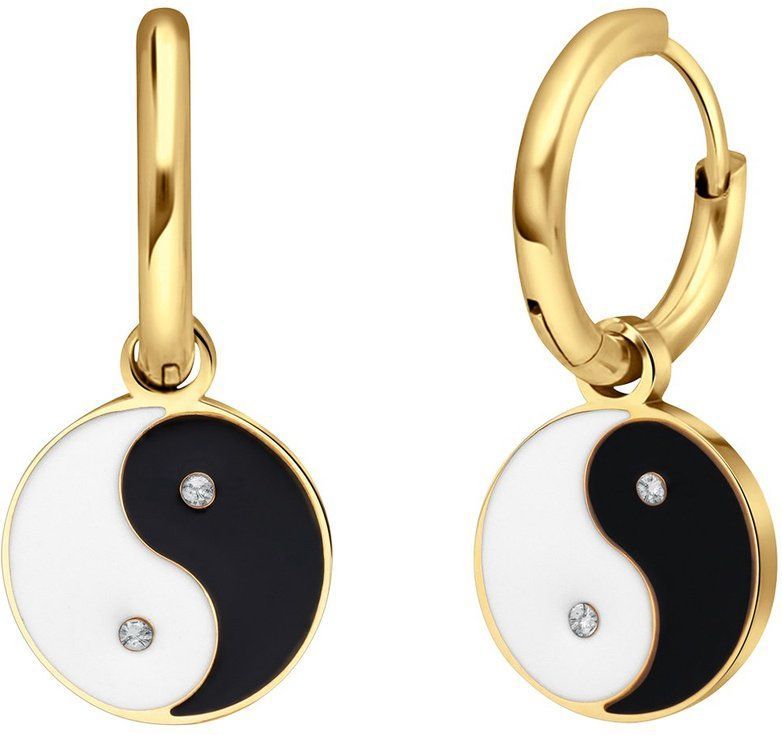 Lucardi - Dames Oorbellen - Goldplated - Staal - Ying Yang