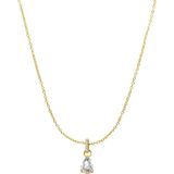Zilveren goldplated ketting met hanger druppel zirkonia
