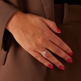 Lucardi - Zilveren Goldplated Ring Hart met Zirkonia - Ring - 925 Zilver - Goudkleurig