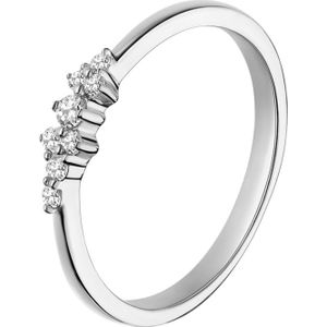 Lucardi - Dames Ring Asymetrisch Zirkonia - Ring - Zilverkleurig - 925 Zilver