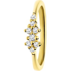 Lucardi - Dames Zilveren ring asymmetrisch zirkonia - Ring - 925 Zilver - Goudkleurig- 18.5 / 59 mm