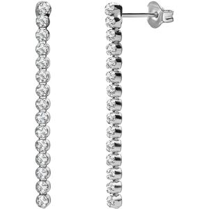 Lucardi - Oorknoppen - Zilverkleurig - 925 Zilver - Zirkonia
