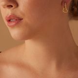 Lucardi Dames Zilveren goldplated oorringen met hangend hartje - Oorbellen - 925 Zilver - Goudkleurig