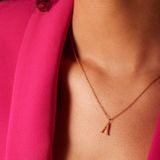 Lucardi - Dames Stalen Goldplated Ketting - Goudkleurig - 47 cm