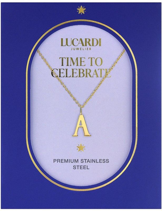 Lucardi - Dames Stalen Goldplated Ketting - Goudkleurig - 47 cm