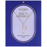 Lucardi - Dames Stalen Goldplated Ketting - Goudkleurig - 47 cm