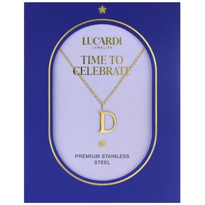 Lucardi - Dames Stalen Goldplated Ketting - Goudkleurig - 47 cm