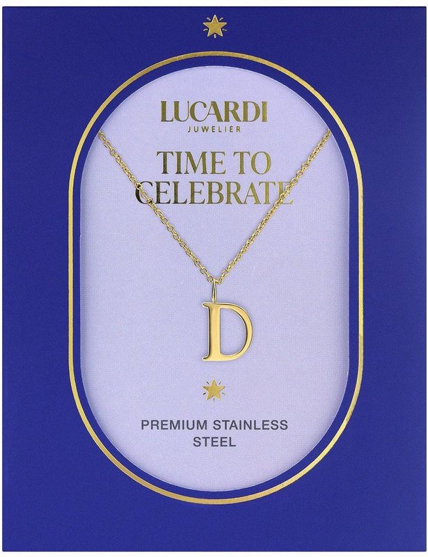 Lucardi - Dames Stalen Goldplated Ketting - Goudkleurig - 47 cm