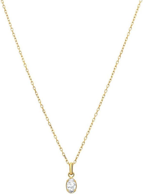 Lucardi - Dames Stalen Goldplated Ketting - Ketting - Goudkleurig - Staal - 47 cm