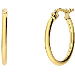 Lucardi Dames Stalen goldplated oorringen 20mm Oorbellen Staal Goud