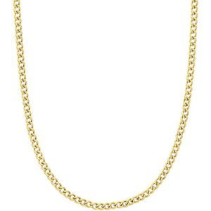 Lucardi Dames Stalen goldplated ketting gourmet 3mm - Ketting - Staal - Goud - 65 cm