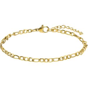 Stalen goldplated armband figaro 3mm