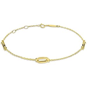 Lucardi Dames 14 Karaat geelgouden armband met 3 ovalen - Armband - 14 Karaat Goud - Geelgoud - 19 cm