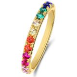 Lucardi - Ring - Goudkleurig - 925 Zilver - Zirkonia Multi