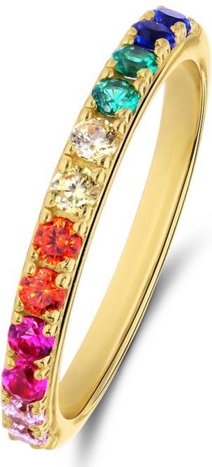 Lucardi - Ring - Goudkleurig - 925 Zilver - Zirkonia Multi