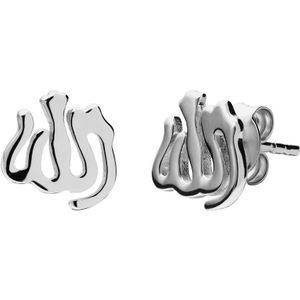 Lucardi - Oorknoppen Allah - Oorbellen - Zilverkleurig - 925 Zilver