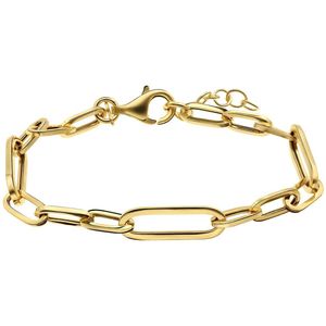 Lucardi - Dames Zilveren Goldplated Paperclip Armband - Armband - 925 Zilver - Goud