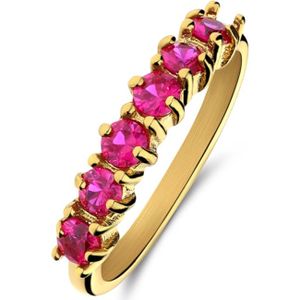 Stalen goldplated vintage ring fuchsia zirkonia