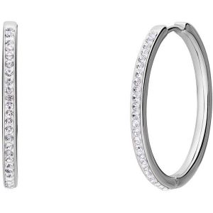 Zilveren oorringen kristal 30mm
