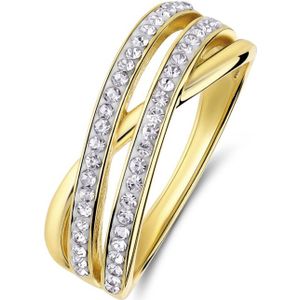 Lucardi - Zilveren Goldplated Ring - Kristal - 925 Zilver - Goudkleurig