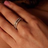 Lucardi - Goldplated Ring - Goudkleurig - 925 Zilver - Kristal - 19 / 60 mm