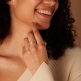 Lucardi - Goldplated Ring - Goudkleurig - 925 Zilver - Kristal - 19 / 60 mm