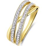 Lucardi - Goldplated Ring - Goudkleurig - 925 Zilver - Kristal - 19 / 60 mm