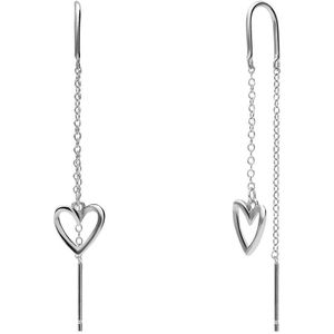 Lucardi - Dames Zilveren Oorbellen Hart - Oorbellen - 925 Zilver - Zilver