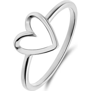 Lucardi - Dames Zilveren Ring Hart - Ring - Zilverkleurig - 925 Zilver