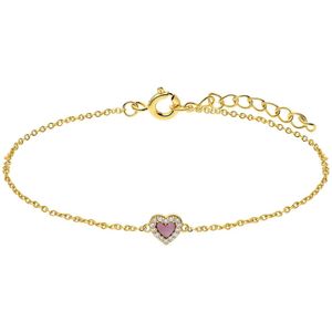 Zilveren goldplated armband met een hartvormige Rhodonite gemstone