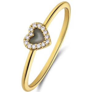 Zilveren goldplated ring met een hartvormige Amazonite gemstone