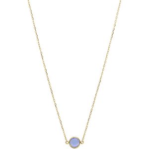 Lucardi - Ketting - Goud - 14 Karaat - Birthstone Hanger Maart - 45 cm