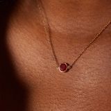 Lucardi - Ketting - Geelgoud - 14 Karaat - Birthstone Hanger Juli - 45 cm