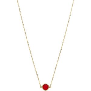 Lucardi - Ketting - Geelgoud - 14 Karaat - Birthstone Hanger Juli - 45 cm
