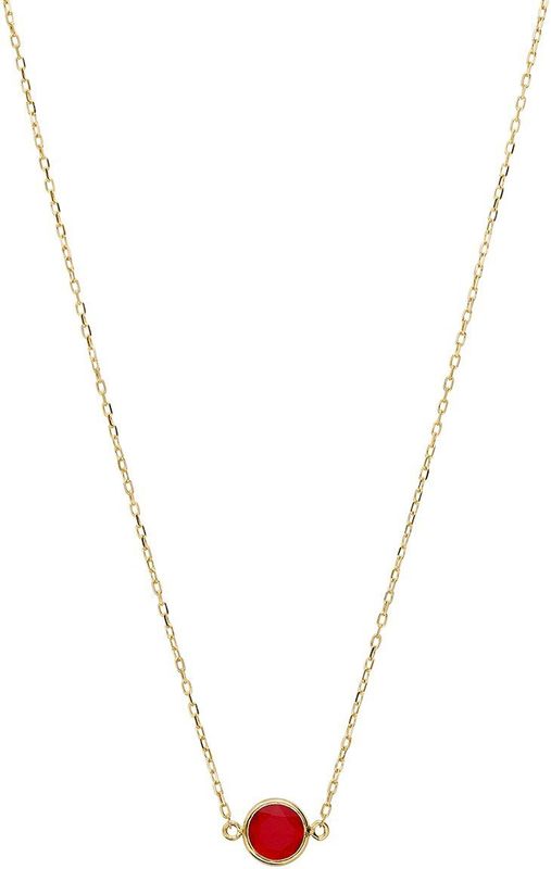 Lucardi - Ketting - Geelgoud - 14 Karaat - Birthstone Hanger Juli - 45 cm