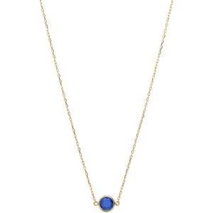 14 karaat geelgouden ketting met geboortesteen hanger September