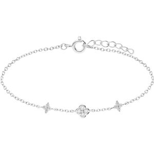 Zilveren armband klaver zirkonia