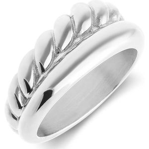 Lucardi Dames Stalen ring glad/twist - Ring - Staal - Zilverkleurig - 18 / 57 mm