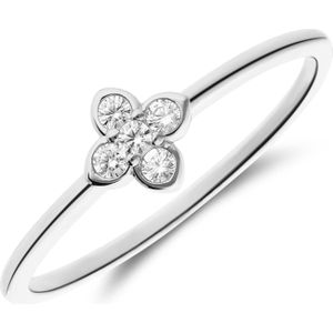 Lucardi - Klaver Zilveren Ring - 925 Zilver - Zilverkleurig