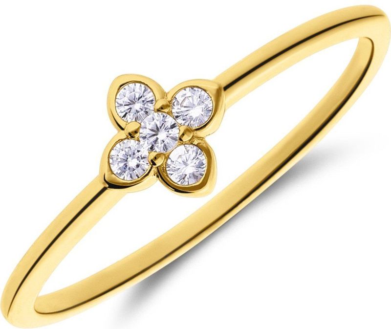 Lucardi - Klaver Ring - Zilver - Goudkleurig - 925 Zilver