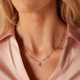 Lucardi - Closed Forever Letter Q - Ketting - Zilverkleurig - Staal - 47 cm