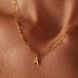 Lucardi - Closed Forever Letter A - Ketting - Goudkleurig - Staal - 47 cm