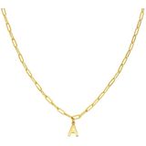 Lucardi - Closed Forever Letter A - Ketting - Goudkleurig - Staal - 47 cm