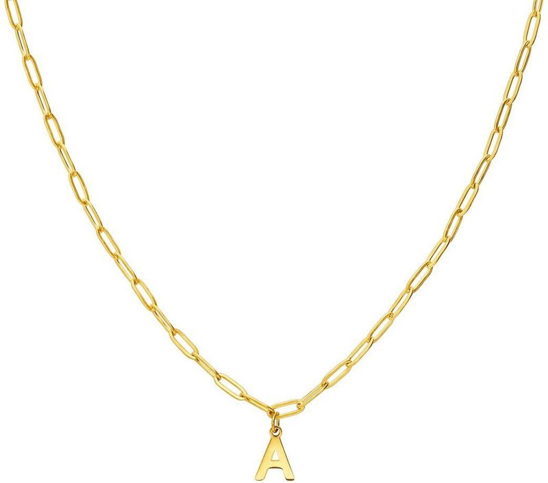 Lucardi - Closed Forever Letter A - Ketting - Goudkleurig - Staal - 47 cm