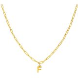 Lucardi - Closed Forever Letter F - Ketting - Goudkleurig - Staal - 47 cm