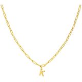 Lucardi - Closed Forever Letter K - Ketting - Goudkleurig - Staal - 47 cm